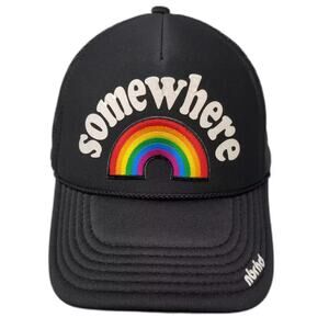 Neighborhood Trucker Hat Black White Rainbow Somewhere OS Snapback Adjustable
